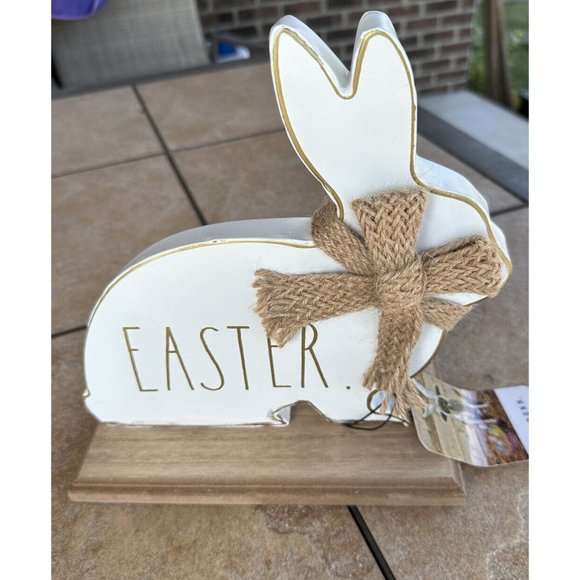 Rae Dunn Happy Hoppy Easter Rustic Metal Burlap‎ Bunny New 2020 Design Styles - Picture 1 of 5
